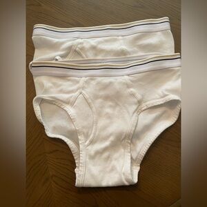 Stafford White Briefs with Striped Waistband